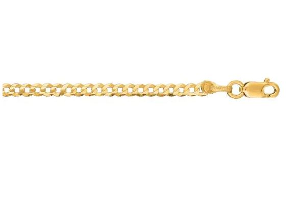 14 Karat Yellow Gold 2.6 Mm Curb Chain 20"