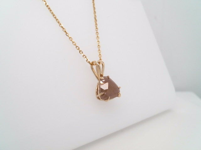 14 Karat Yellow Gold Triangular Diamond Slice Solitaire Pendant