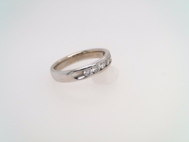Vintage 14 Karat White Gold 7 Stone Channel Set Diamond Band Ring
