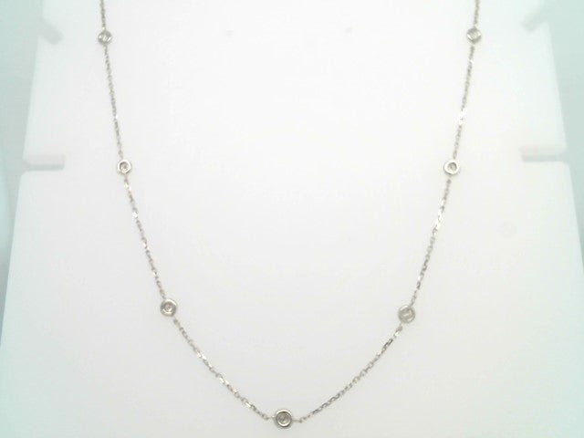 14 Karat White Gold Diamond "By The Yard" Style Necklace, Adjustable 16-18"