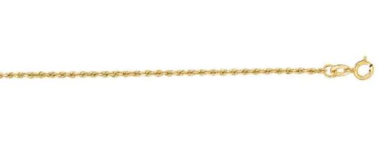 14 Karat Yellow Gold 1.4 Mm Diamond Cut Rope Chain With Spring Ring Clasp 18"