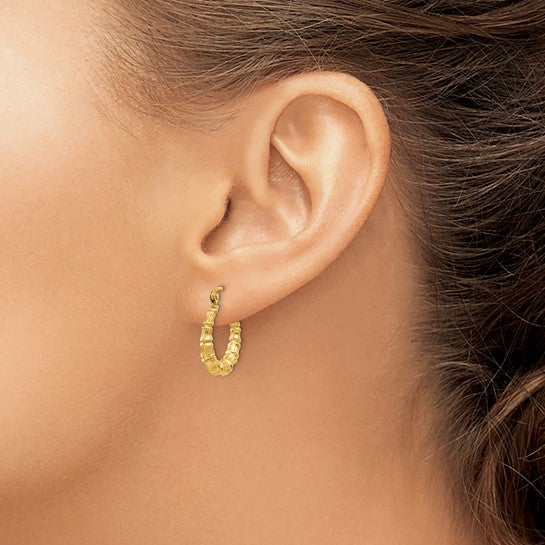 14 Karat Yellow Gold Polished Bamboo Hollow Hoop Earrings
