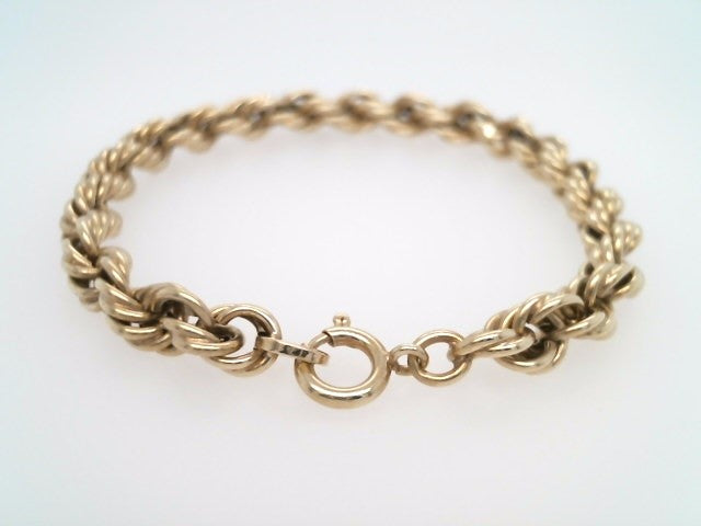 Vintage 14 Karat Yellow Gold 6 Mm Rope Chain Bracelet, 7"