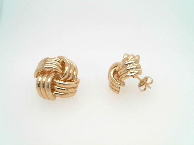 Vintage 14 Karat Yellow Gold 17 Mm Square Love Knot Post Earrings