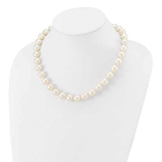 White Round 11-12 Mm Freshwater Cultured Pearl Necklace 18" with 14 Karat Yellow Gold Pearl Clasp