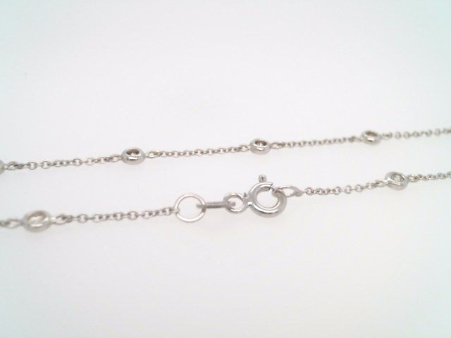 18 Karat White Gold "By The Yard" Style Bezel Set Diamond Necklace 16"