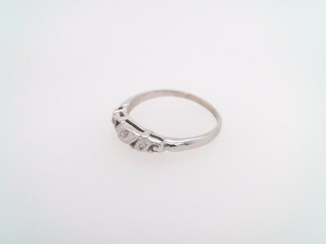 Vintage 14 Karat White Gold 4 Mm Sculpted Filigree Diamond Band Ring