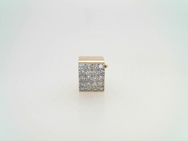 Vintage 14 Karat Yellow Gold Square 4 Row Diamond Pave Omega Slide