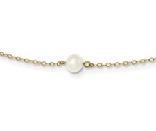 14 Karat Yellow Gold 5-6 Mm Cultured Freshwater Pearl By The Yard Style Necklace 16"