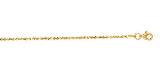 14 Karat Yellow Gold 1.6 Mm Diamond Cut Rope Chain With Lobster Clasp 18"