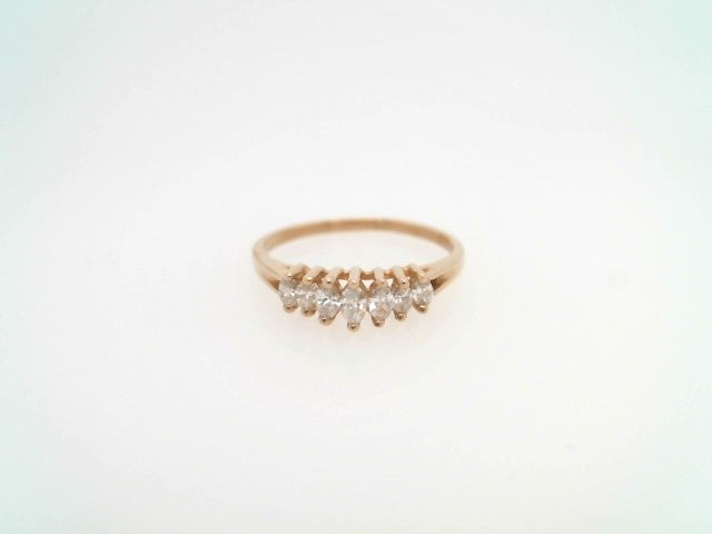 Vintage 14 Karat Yellow Gold 7 Marquise Diamond Band Ring