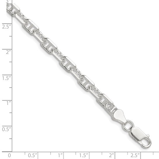 Sterling Silver Polished And Diamond Cut 5.5 Mm Mariner Anchor Link Chain Bracelet 8"