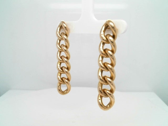 Vintage 18 Karat Yellow Gold Curb Link Chain Dangle Earrings