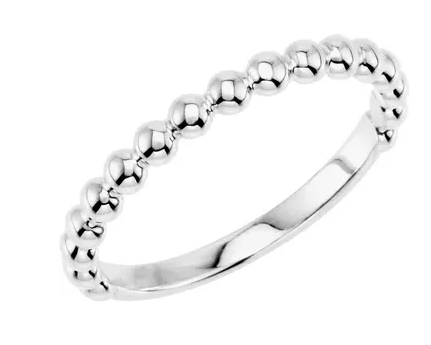 Sterling Silver 2.5 Mm Beaded Stacking Ring