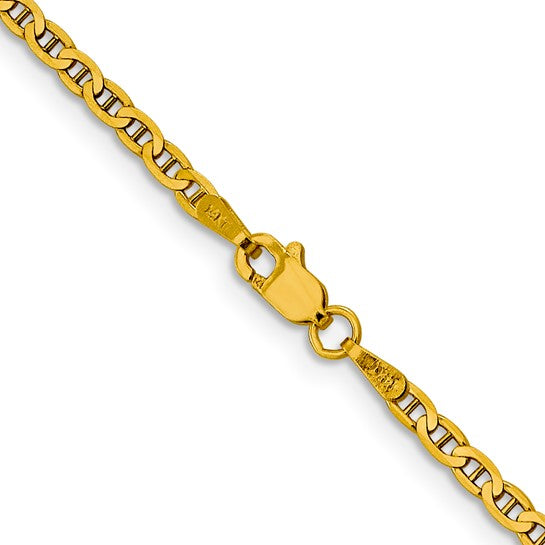 14 Karat Yellow Gold 2.4Mm Concave Anchor Chain 22"