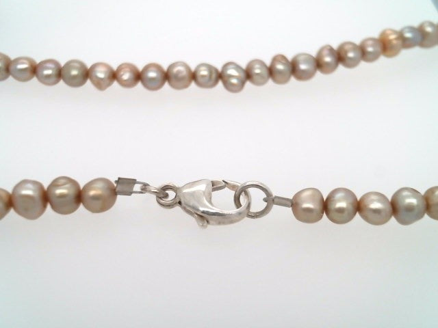 Handmade Sterling Silver Freshwater Pearl Necklace With Spanish Coin Dated 1963, 18"