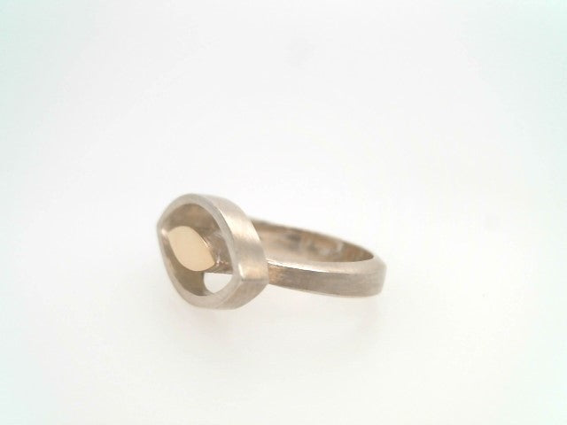 Sterling Silver & 18 Karat Yellow Gold "My Eye On You" Ring With Brushed Finish