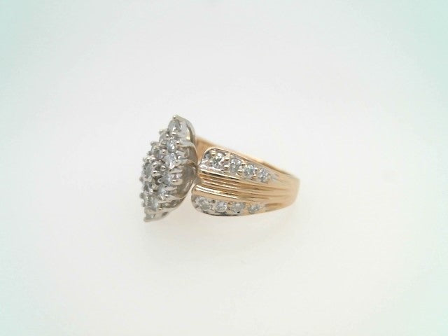 Vintage 14 Karat Yellow Gold Marquise Shaped Diamond Cluster Ring