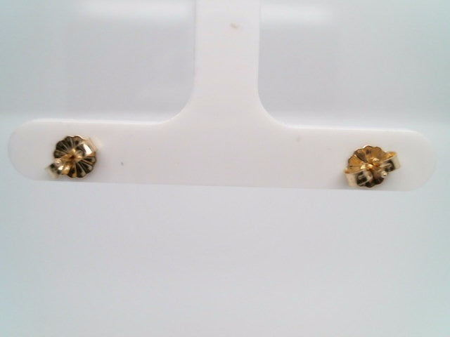 Vintage 14 Karat Yellow Gold Bezel Set Round Brilliant Diamond Stud Earrings
