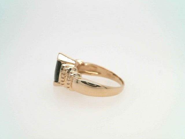 Vintage 14 Karat Yellow Gold Blue Sapphire & Baguette Diamond Ring