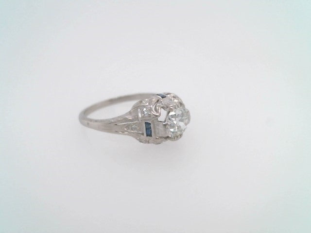 Antique Art Deco Platinum Diamond & Sapphire Ring