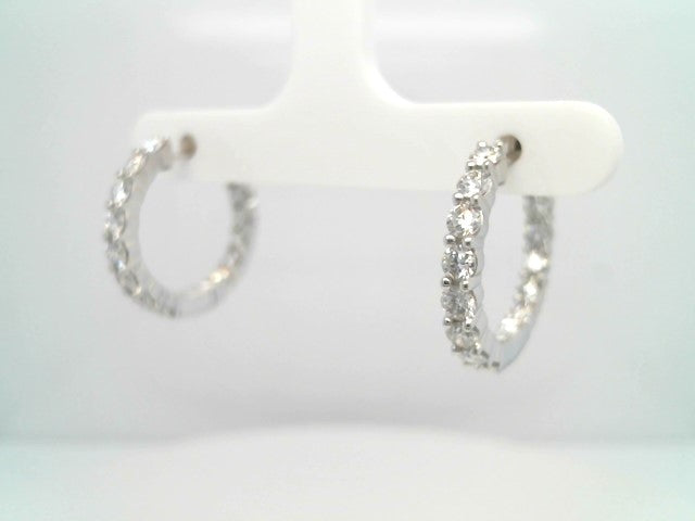 14 Karat White Gold Lab Grown Diamond Inside/Out Style Hoop Earrings 20 X 20 Mm