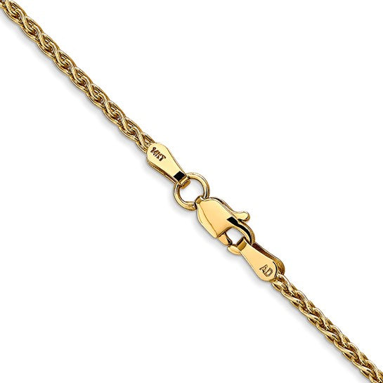 14 Karat Yellow Gold 1.75 Mm Parisian Wheat Chain With Lobster Clasp 18"