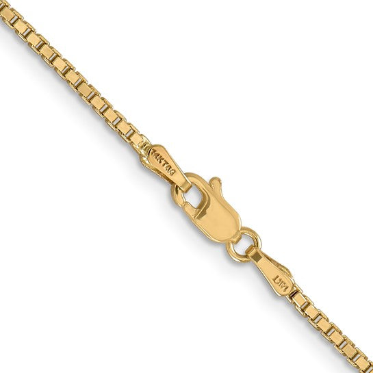 14 Karat Yellow Gold 1.5mm Box Chain with Lobster Clasp 18"