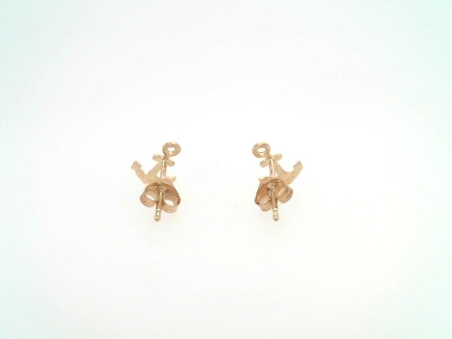 Vintage 14 Karat Yellow Gold Small Anchor Stud Earrings
