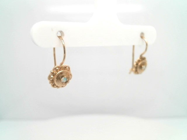 Vintage 14 Karat Yellow Gold Opal Dangle Earrings With French Ear Wire