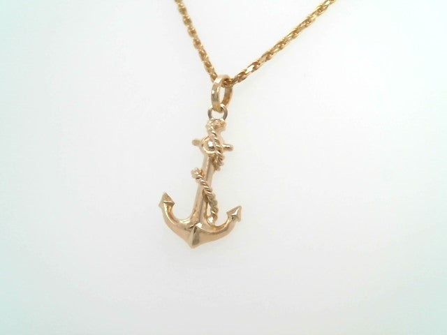Vintage 14 Karat Yellow Gold Anchor & Rope Charm Pendant
