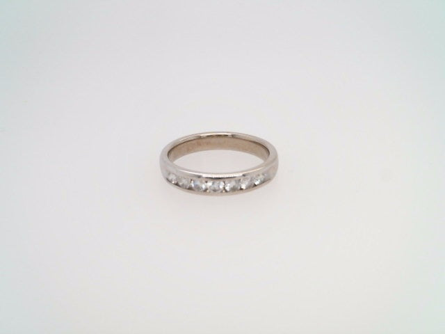 Vintage 14 Karat White Gold 7 Stone Channel Set Diamond Band Ring