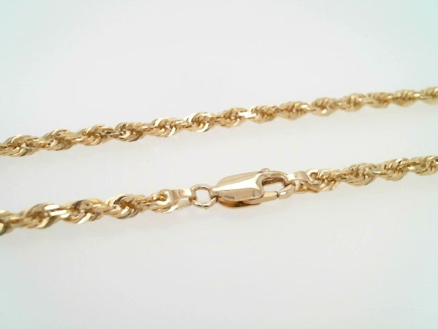 14 Karat Yellow Gold 3.7 Mm Diamond Cut Rope Chain, 24"