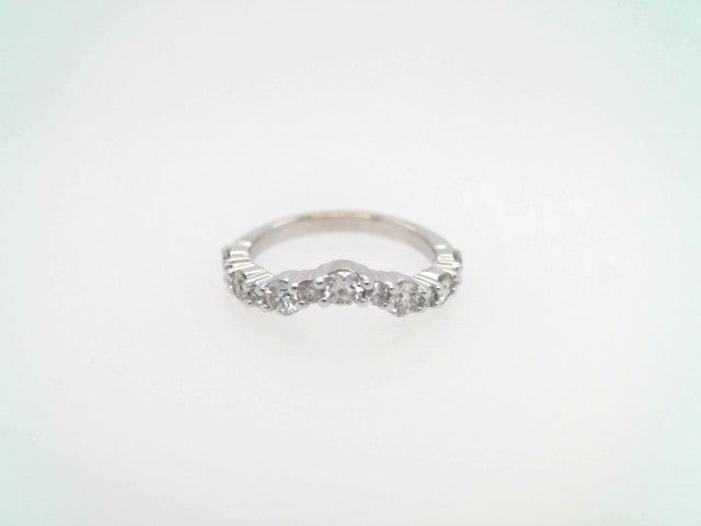 Vintage 14 Karat White Gold Shared Prong Set Curved Diamond Band Ring