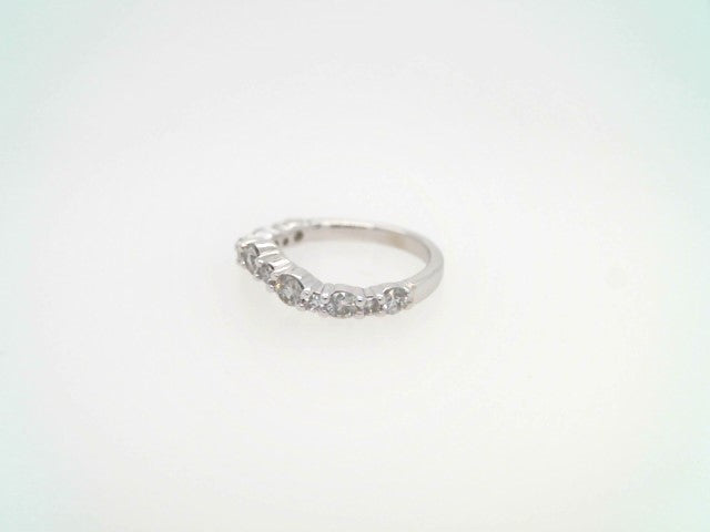 Vintage 14 Karat White Gold Shared Prong Set Curved Diamond Band Ring