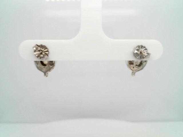 Vintage Sterling Silver Oval Bezel Set Moonstone Earrings