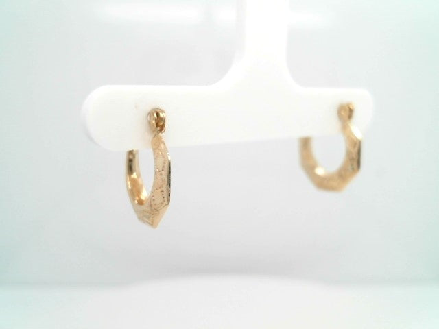 Vintage 14 Karat Yellow Gold Small Etched Hoop Earrings