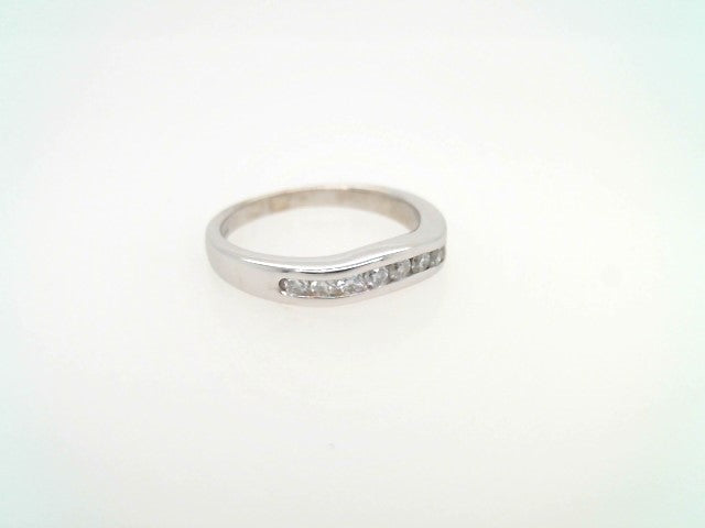 Vintage 14 Karat White Gold Curved Channel Set Diamond Band Ring