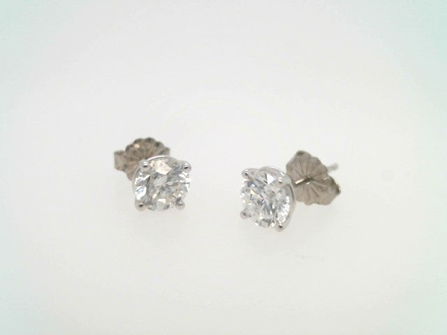 14 Karat White Gold 4-Prong Martini Style Diamond Stud Earrings