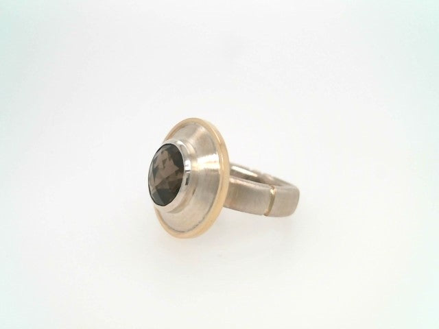 Sterling Silver & 18 Karat Yellow Gold "Soulmate" Smokey Quartz Ring