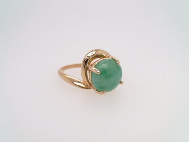 Vintage 14 Karat Yellow Gold Freeform Jade Ring