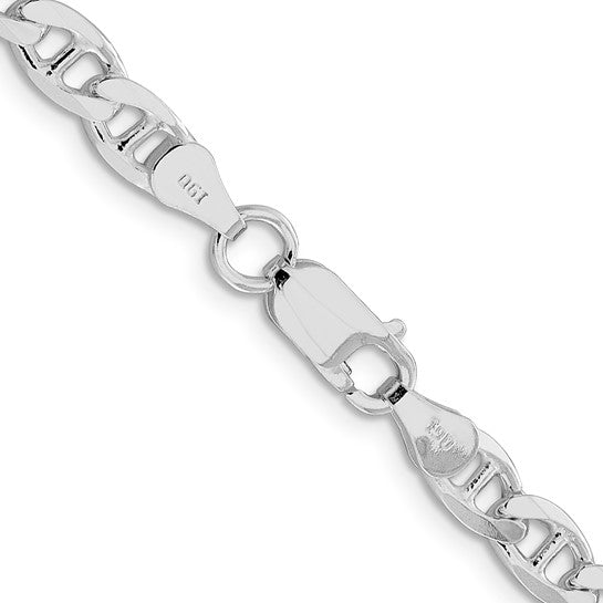 Sterling Silver Rhodium Plated 5.7Mm Flat Cuban Anchor Chain 24"