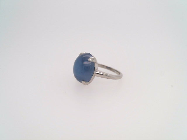 Vintage Platinum Cornflower Blue Synthetic Star Sapphire Solitaire Ring