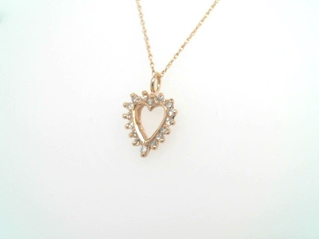 Vintage 14 Karat Yellow Gold Diamond Heart Pendant