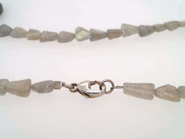 Handmade Sterling Silver Labradorite Bead Necklace With French 2 Francs Coin Dated 1941, 18"