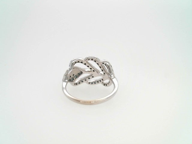 14 Karat White Gold Blue & White Diamond Feather Design Ring