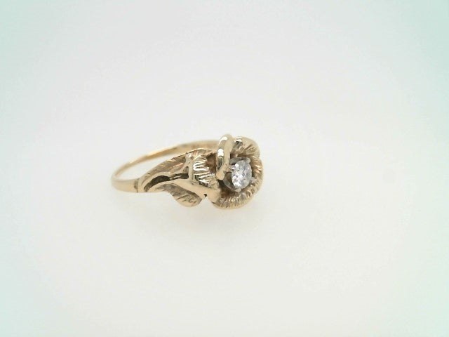 Vintage 14 Karat Yellow Gold & Platinum Rose Floral Diamond Engagement Ring