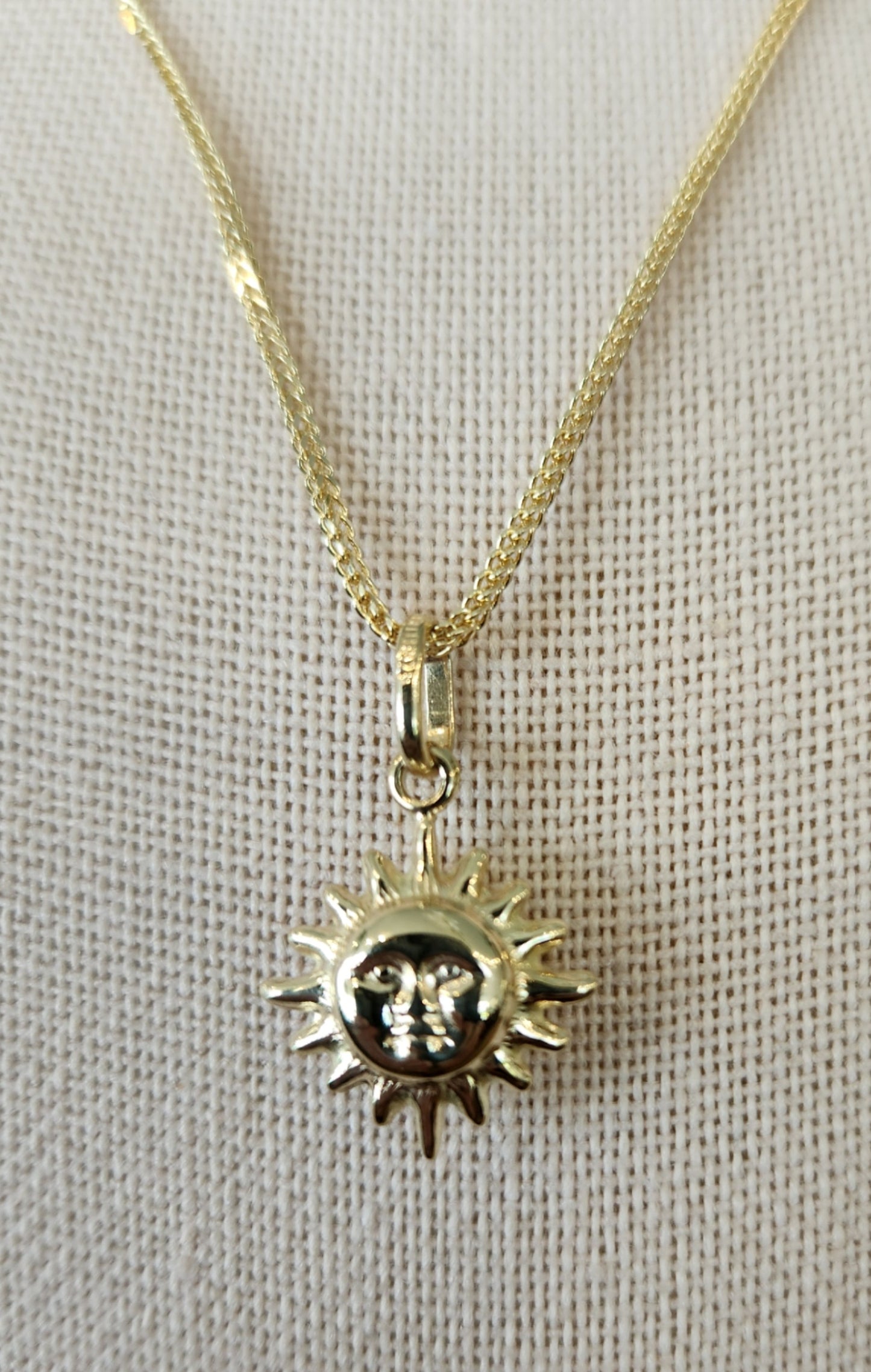 14K Yellow Gold Joyful Smiling Sun Pendant