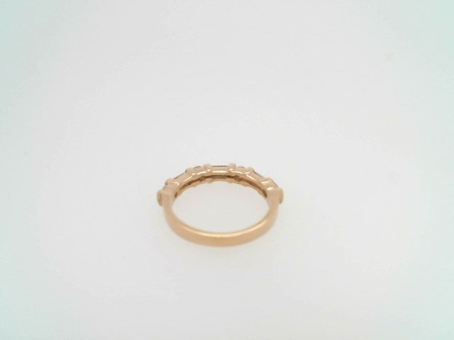 Vintage 14 Karat Yellow Gold Baguette & Round Diamond Bar Set Band Ring