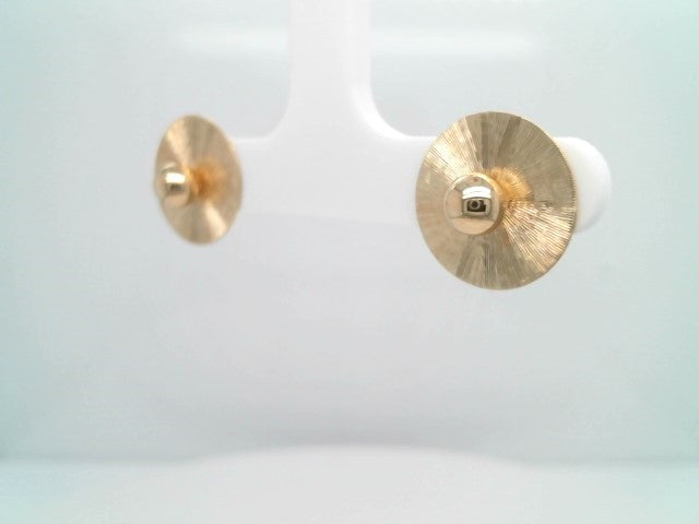 Vintage 14 Karat Yellow Gold 14 Mm Flat Disc Earring Jackets With "Sunray" Textured Finish
